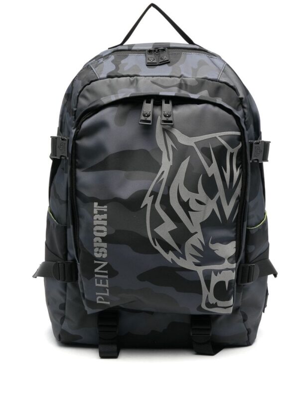 Plein Sport logo-print camouflage backpack