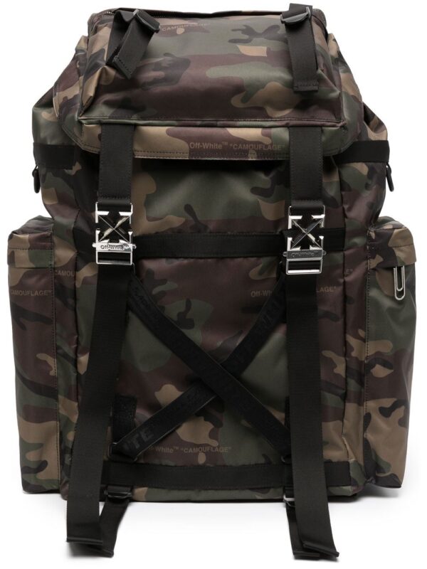 Off-white camouflage-pattern toggle-fastening backpack