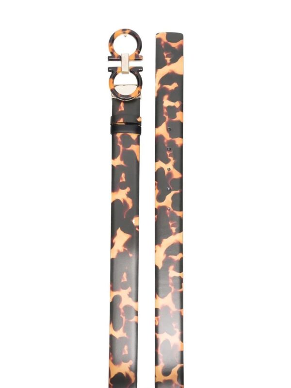 Ferragamo  Gancini-buckle tortoiseshell-print belt. - Image 2