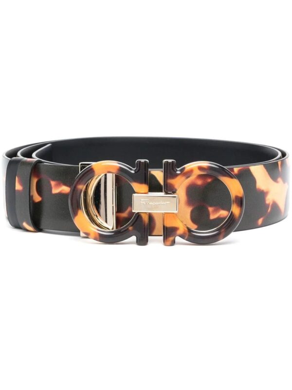Ferragamo  Gancini-buckle tortoiseshell-print belt.