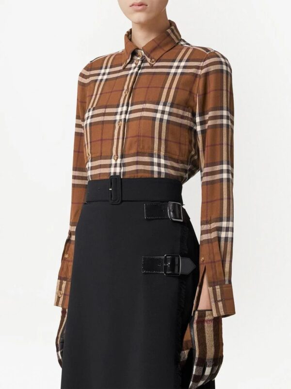 Burberry  Exaggerated Check-print flannel shirt - Image 3