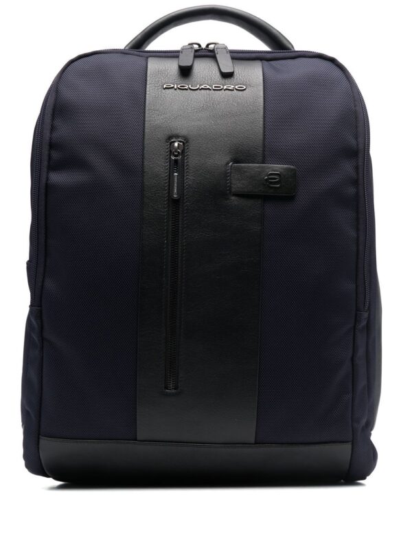 PIQUADRO two-tone logo-patch backpack