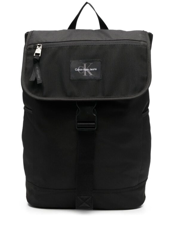 Calvin Klein logo-patch buckled backpack