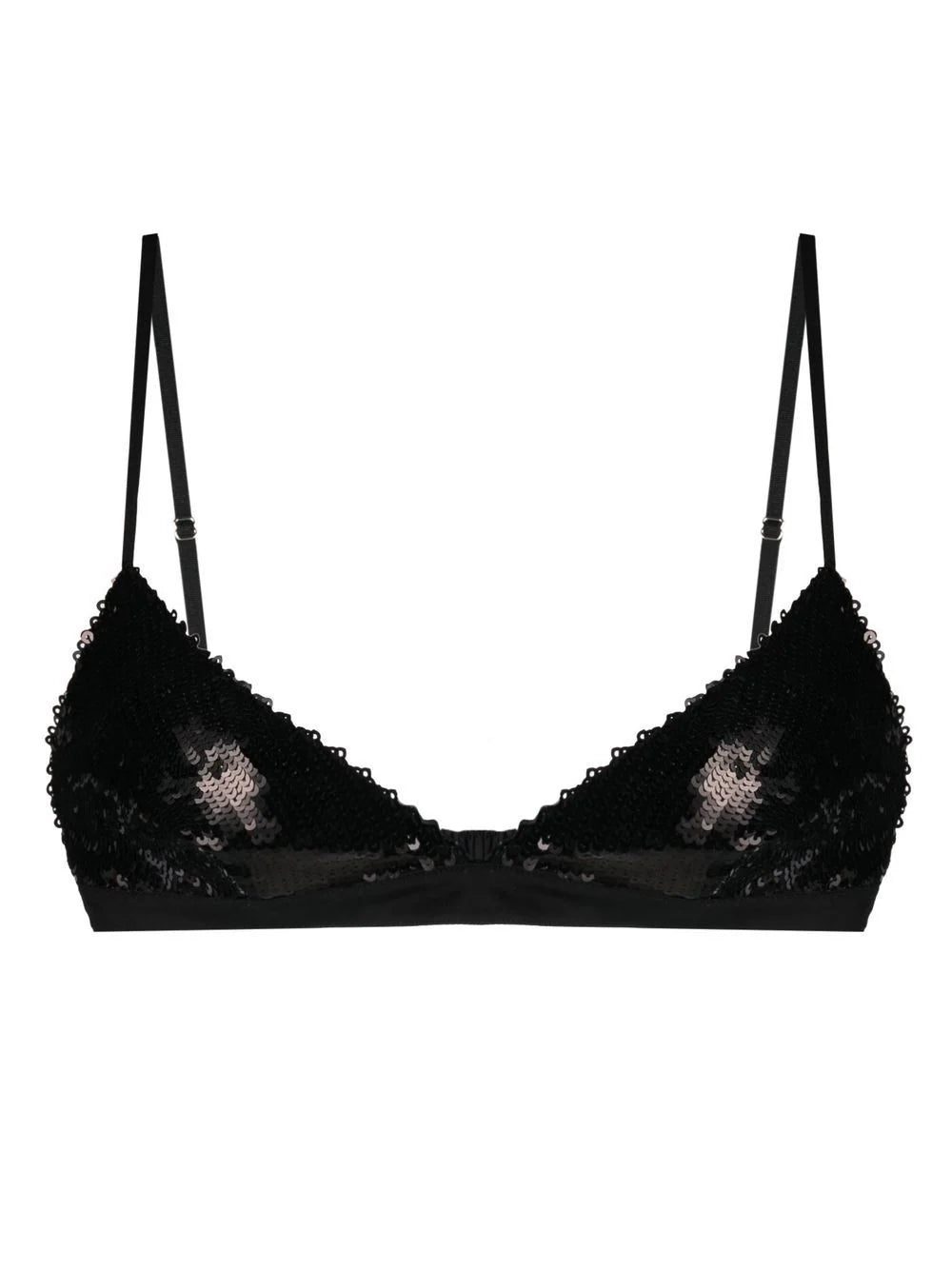 KHAITE sequin silk triangle bra