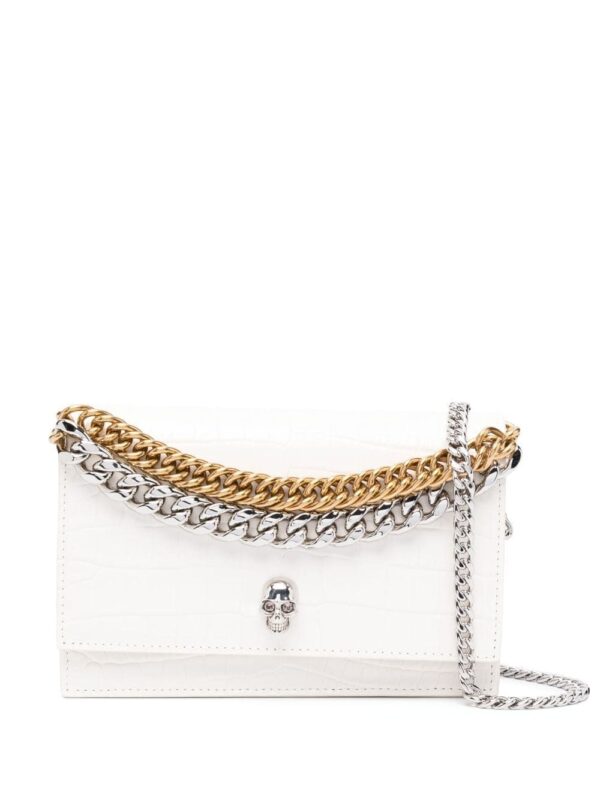 Alexander McQueen leather skull-stud bag