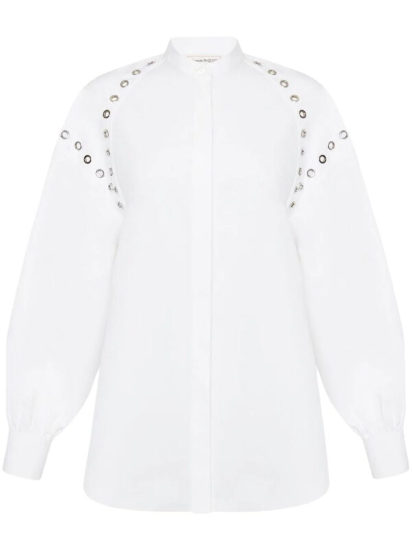 Alexander McQueen  organic-cotton eyelet-detail shirt