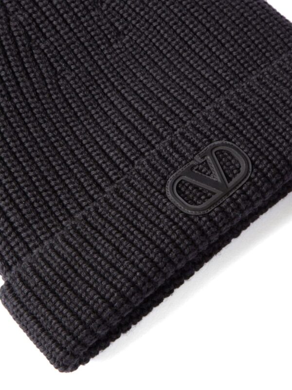 Valentino Garavani VLogo Signature ribbed wool beanie - Image 3