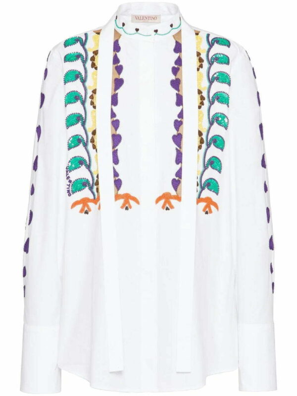 Valentino Garavani  bead-embellished cotton poplin shirt