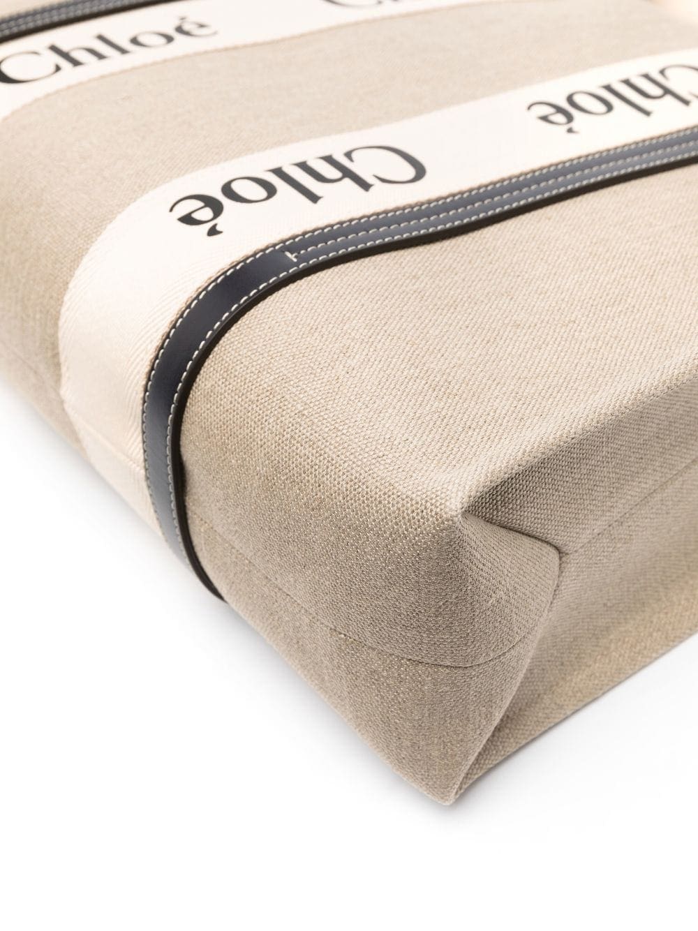 Chloé large Woody linen tote bag - Image 4