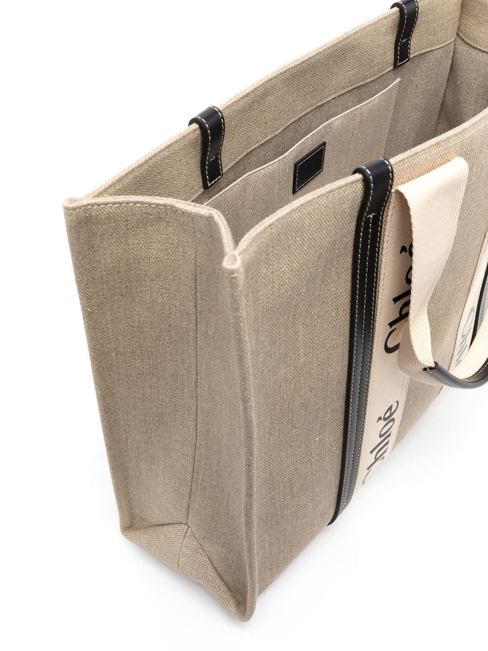 Chloé large Woody linen tote bag - Image 5