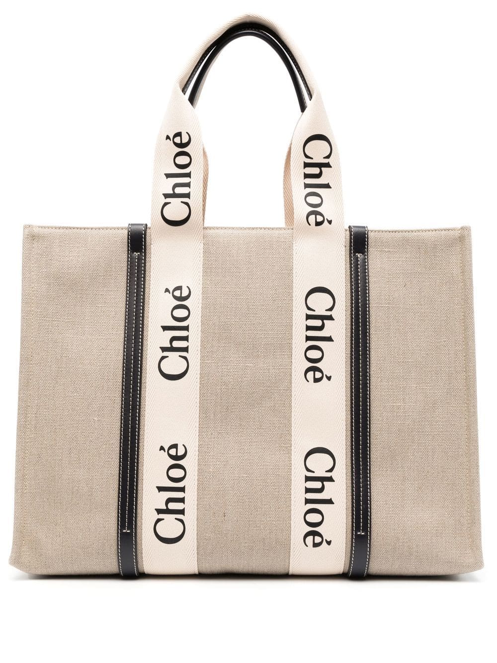 Chloé large Woody linen tote bag