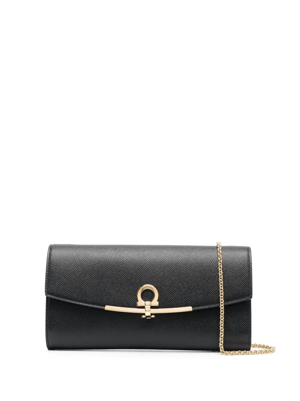 Ferragamo Gancini leather clutch bag