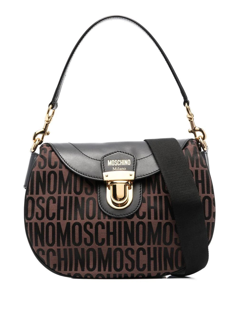 Moschino logo stamp monogram shoulder bag