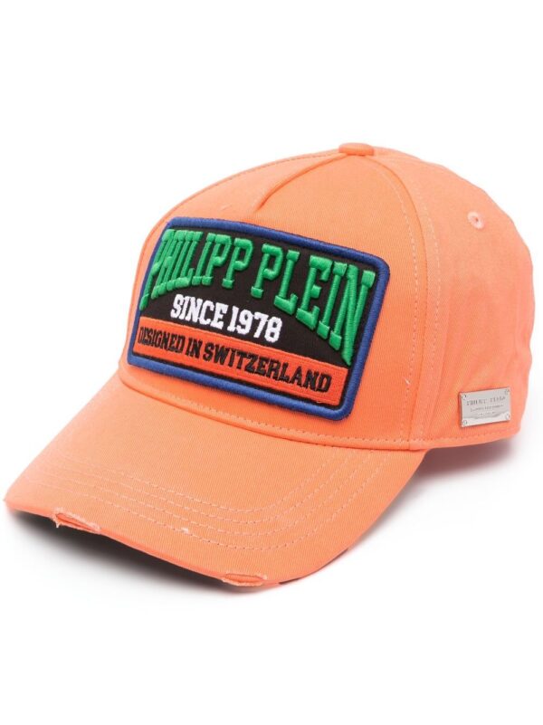 Philipp Plein logo-patch distressed cotton baseball cap