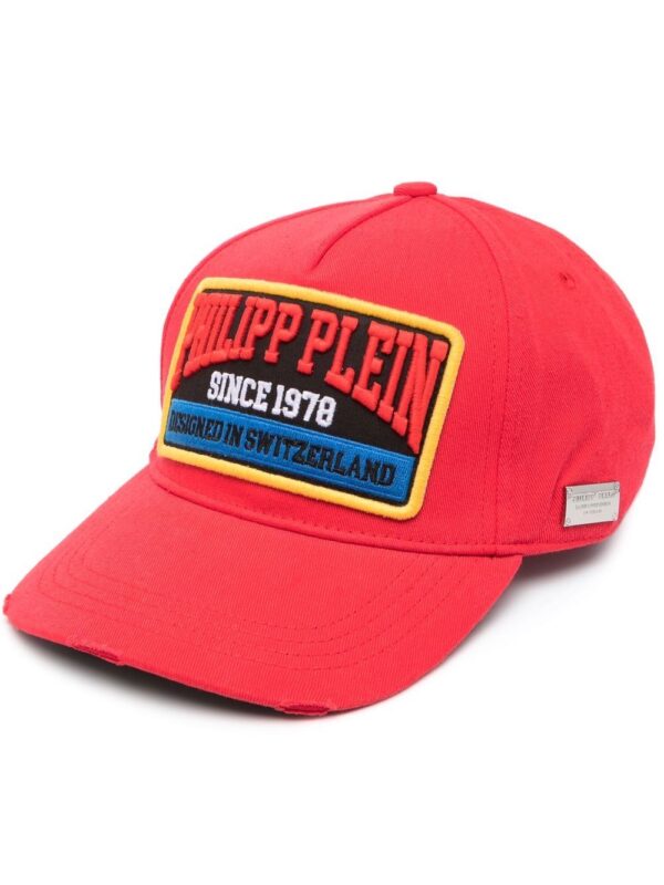 Philipp Plein logo-patch distressed cotton baseball cap
