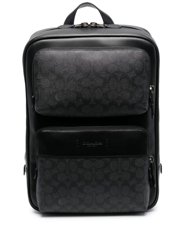 Coach monogram-print leather backpack