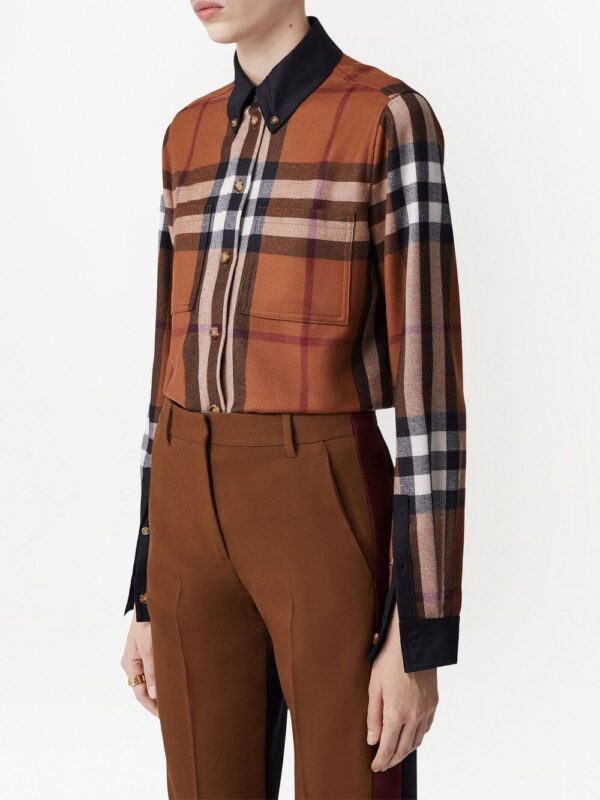Burberry  contrast-trim checked shirt - Image 3