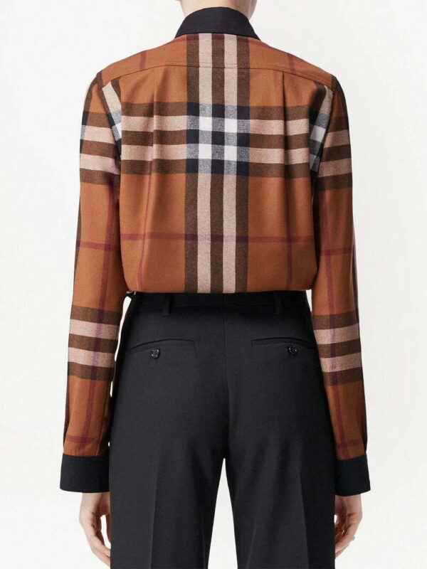 Burberry  contrast-trim checked shirt - Image 4