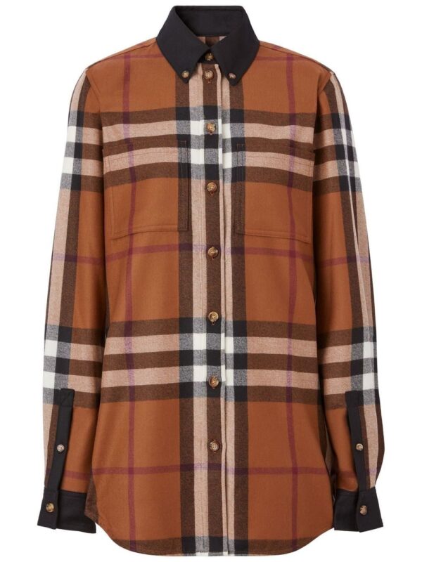 Burberry  contrast-trim checked shirt