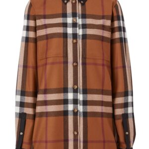 Burberry  contrast-trim checked shirt