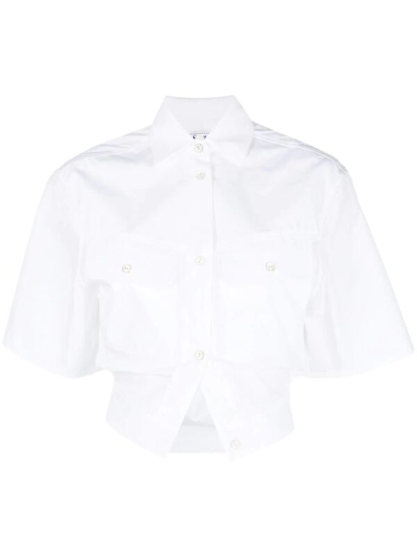 Off-White  Toybox cinched cropped shirt