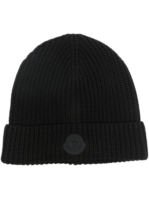 Moncler logo-patch knitted beanie