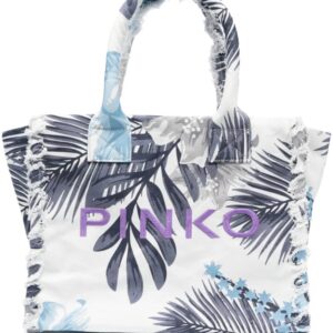 PINKO  logo-embroidered beach bag