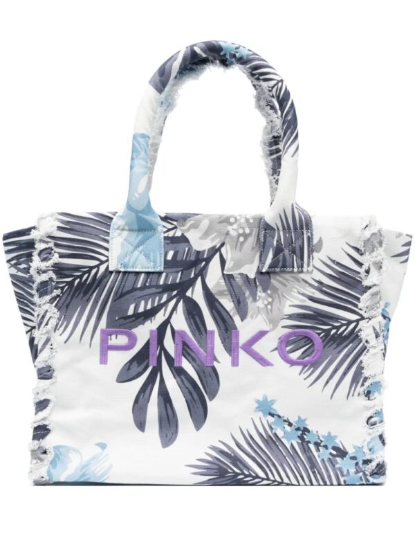 PINKO  logo-embroidered beach bag