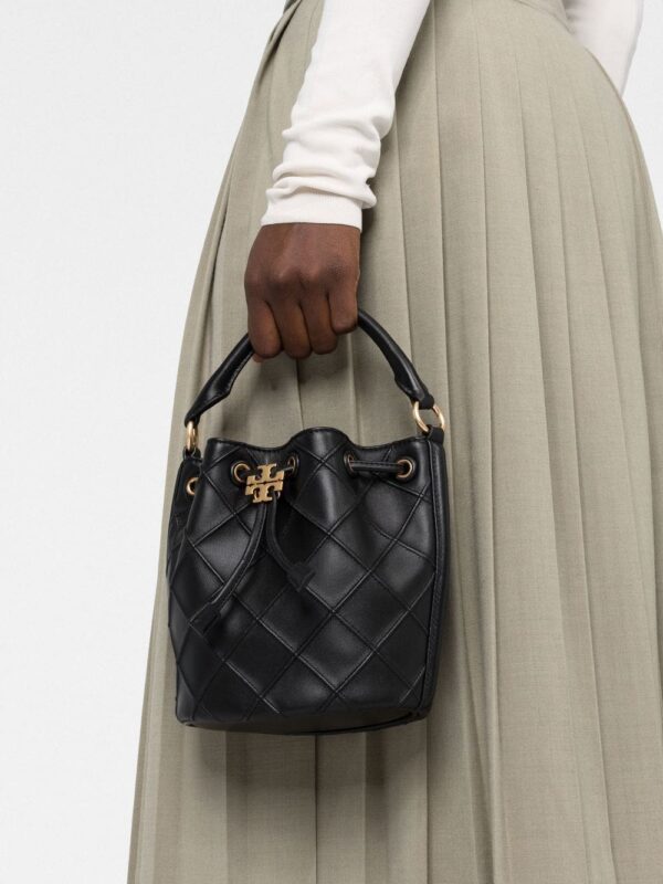 Tory Burch diamond-panel calf leather bucket bag - Image 3