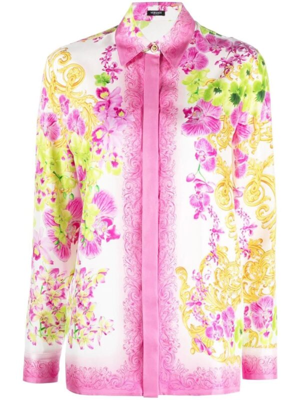 Versace  button-down printed silk shirt