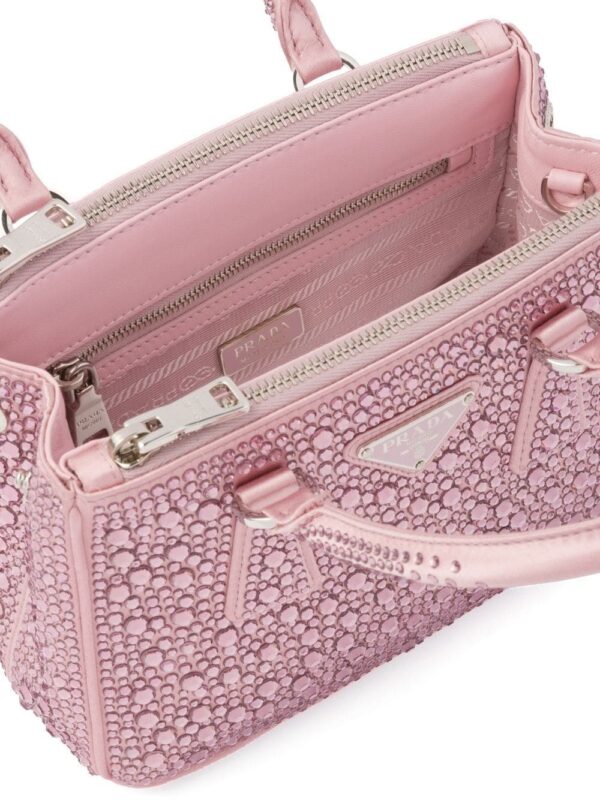 Prada Galleria crystal-embellished satin mini bag - Image 5