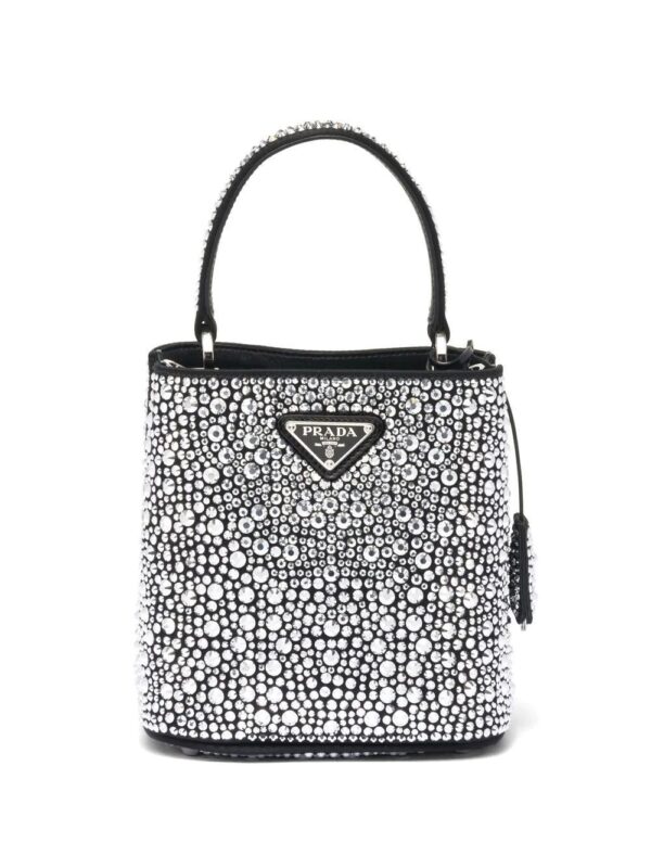 Prada  small Panier crystal-embellished tote bag