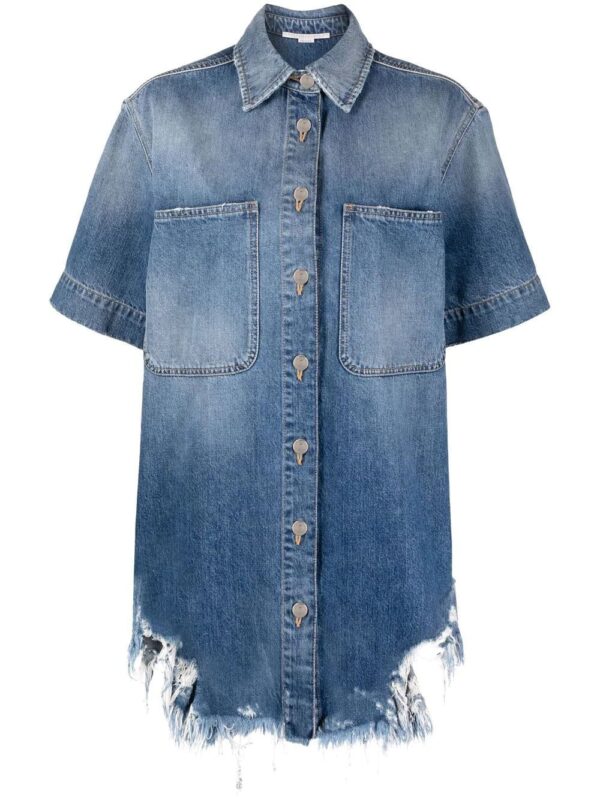 Stella McCartney  ripped-hem short-sleeved denim shirt