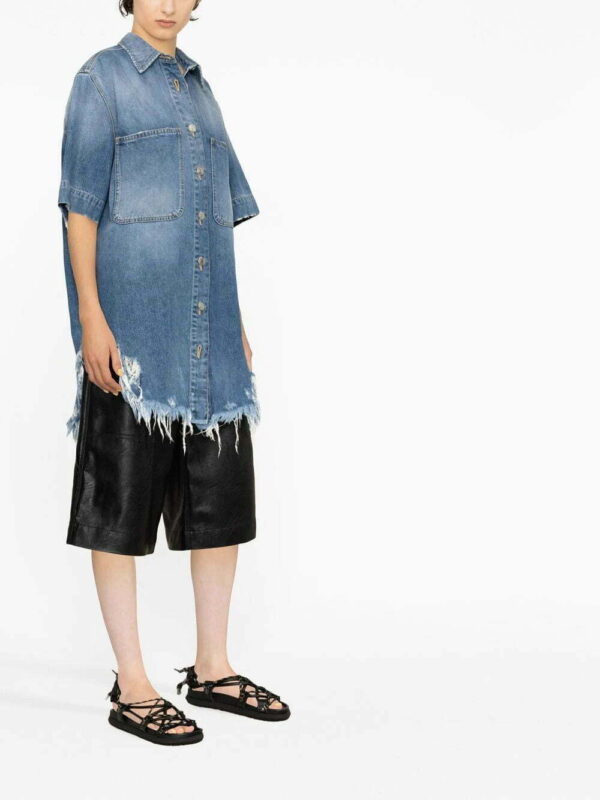 Stella McCartney  ripped-hem short-sleeved denim shirt - Image 3