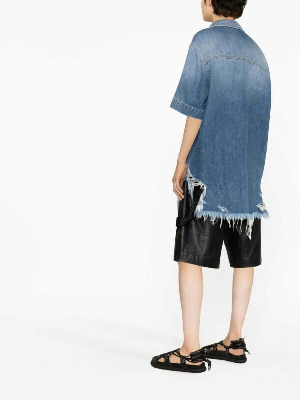 Stella McCartney  ripped-hem short-sleeved denim shirt - Image 4