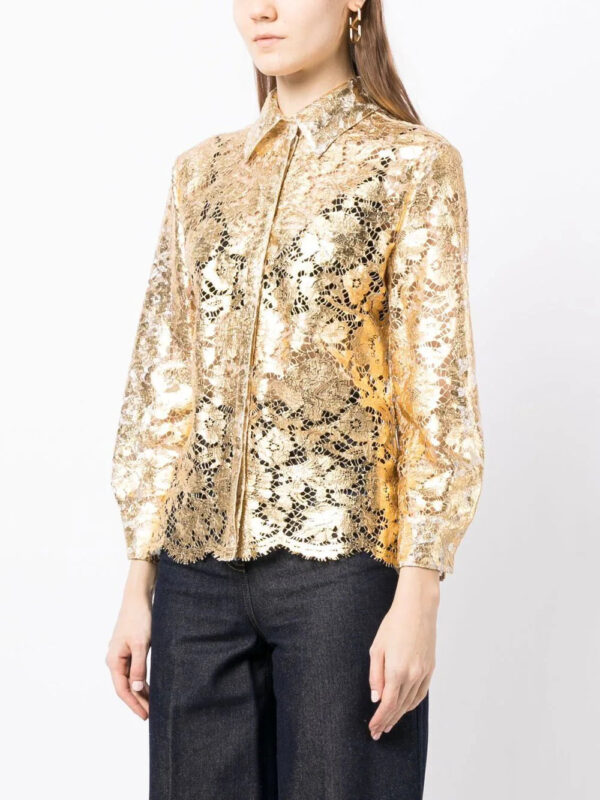 Valentino Garavani  metallic floral lace shirt - Image 3