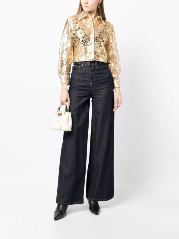 Valentino Garavani  metallic floral lace shirt - Image 2