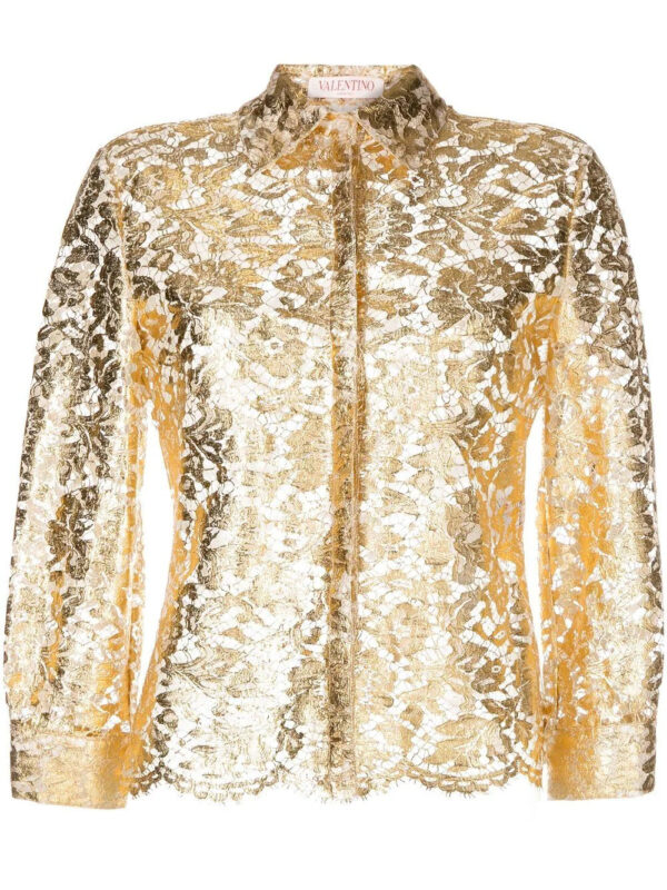 Valentino Garavani  metallic floral lace shirt