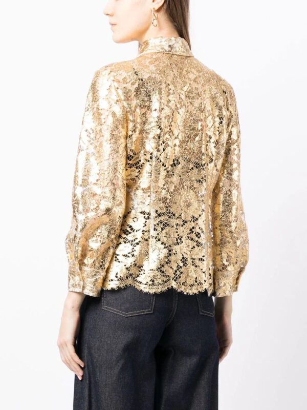 Valentino Garavani  metallic floral lace shirt - Image 4