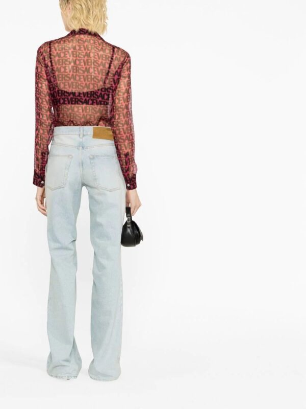 Versace  logo-print semi-sheer silk shirt - Image 4