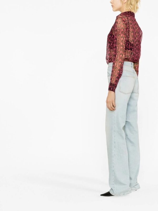Versace  logo-print semi-sheer silk shirt - Image 3