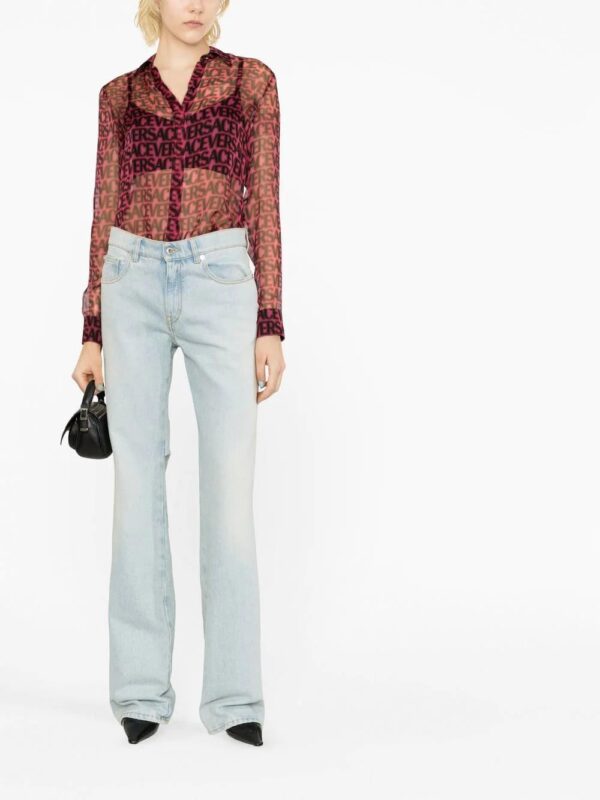 Versace  logo-print semi-sheer silk shirt - Image 2