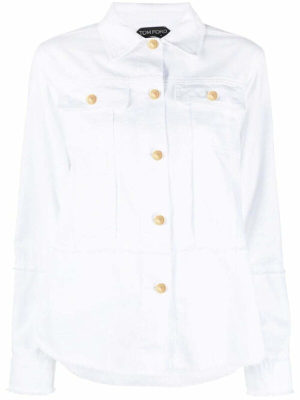 TOM FORD  frayed-cotton brim shirt