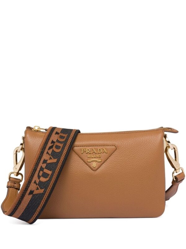 Prada logo-strap leather shoulder bag