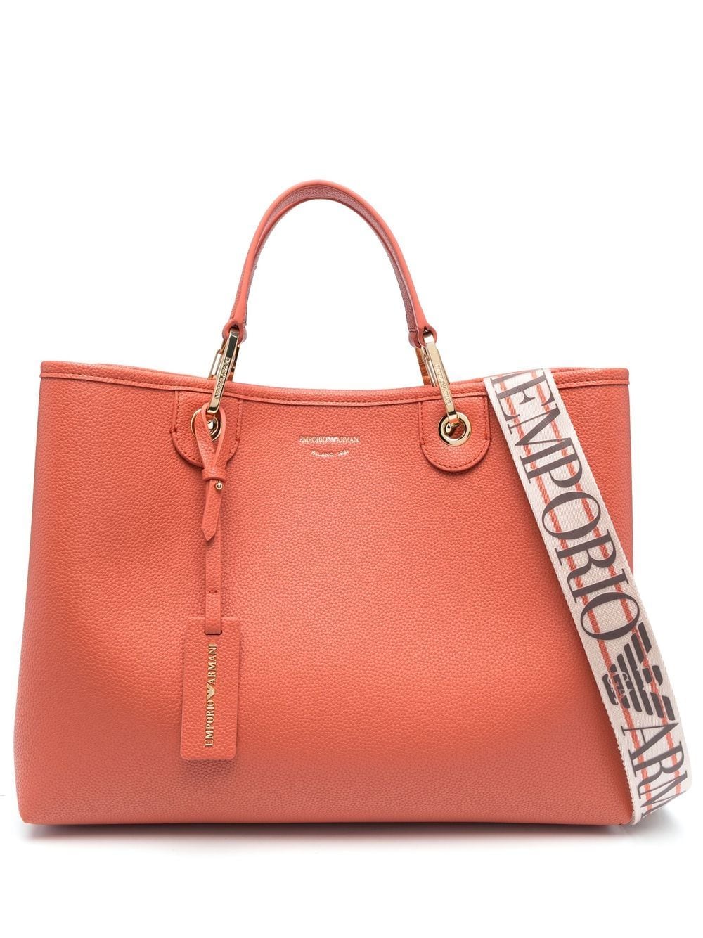 Emporio Armani pebble-effect logo-strap tote