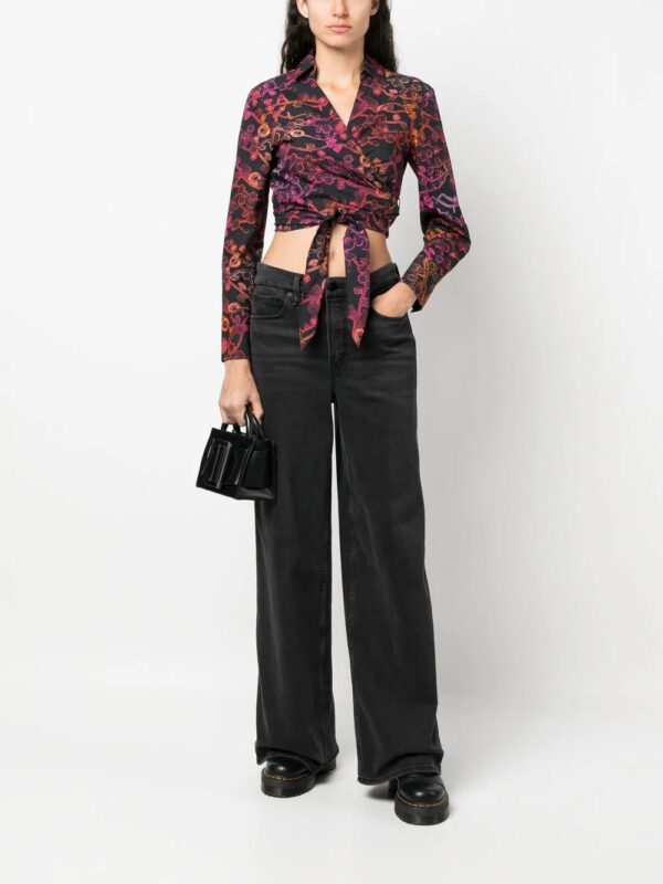 Karl Lagerfeld  cropped chain-print wrap shirt - Image 2