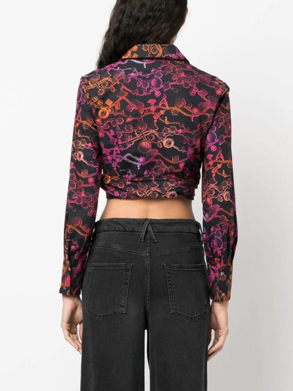 Karl Lagerfeld  cropped chain-print wrap shirt - Image 4