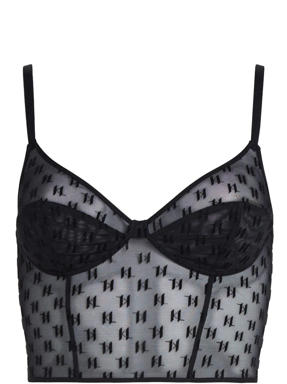 Karl Lagerfeld monogram-flocked bustier bra