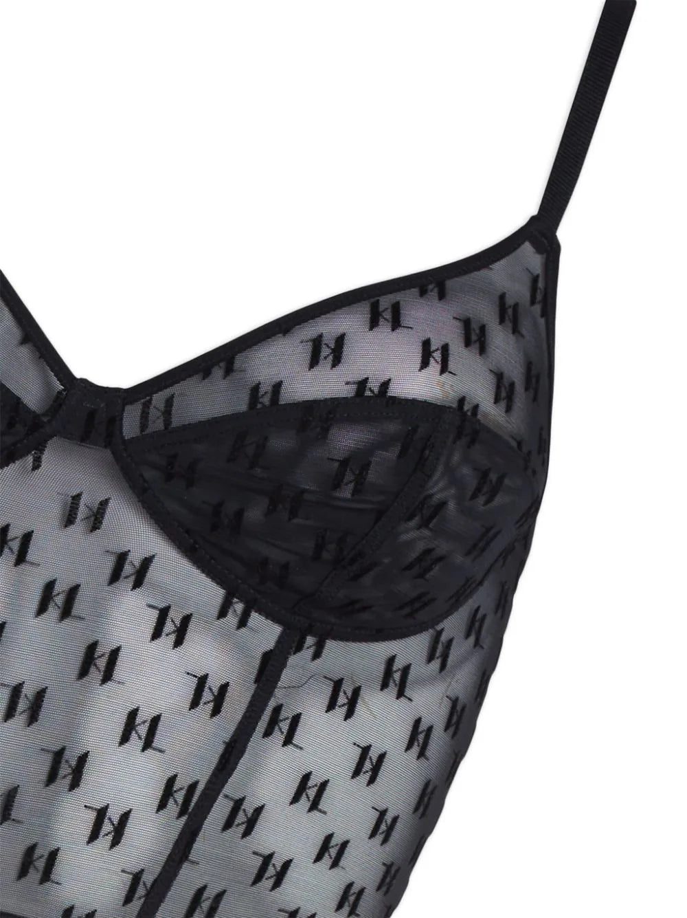 Karl Lagerfeld monogram-flocked bustier bra - Image 2