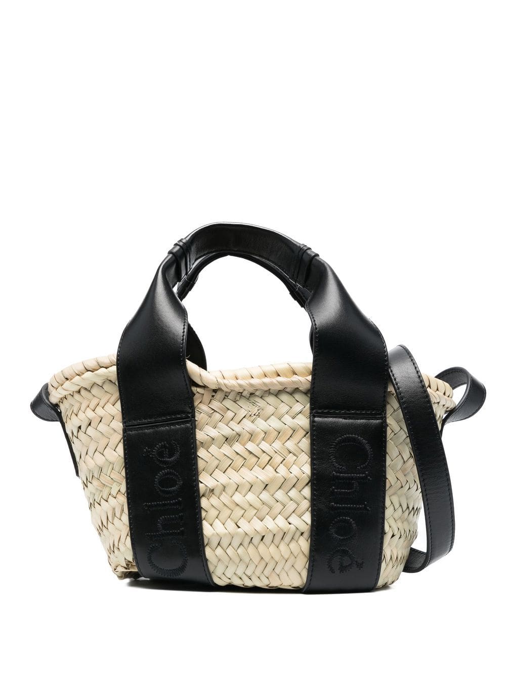 Chloé logo-print raffia tote bag